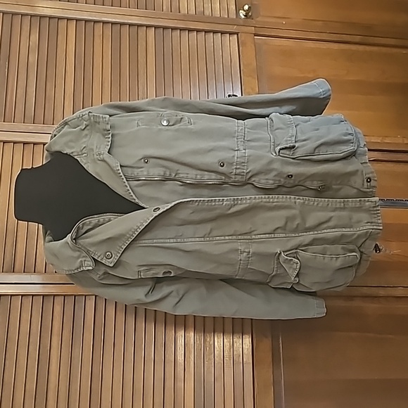 matty m army style cargo jacket long pockets zipper front cargo army style green - Picture 6 of 15